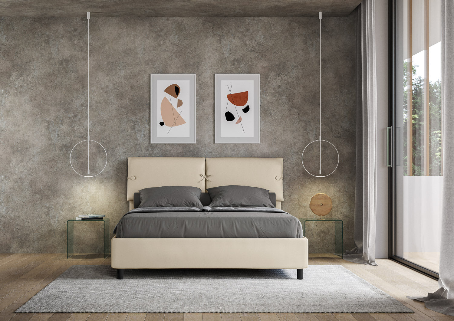 Letto Matrimoniale 160x190 cm con Rete e Contenitore Sleeper Tortora