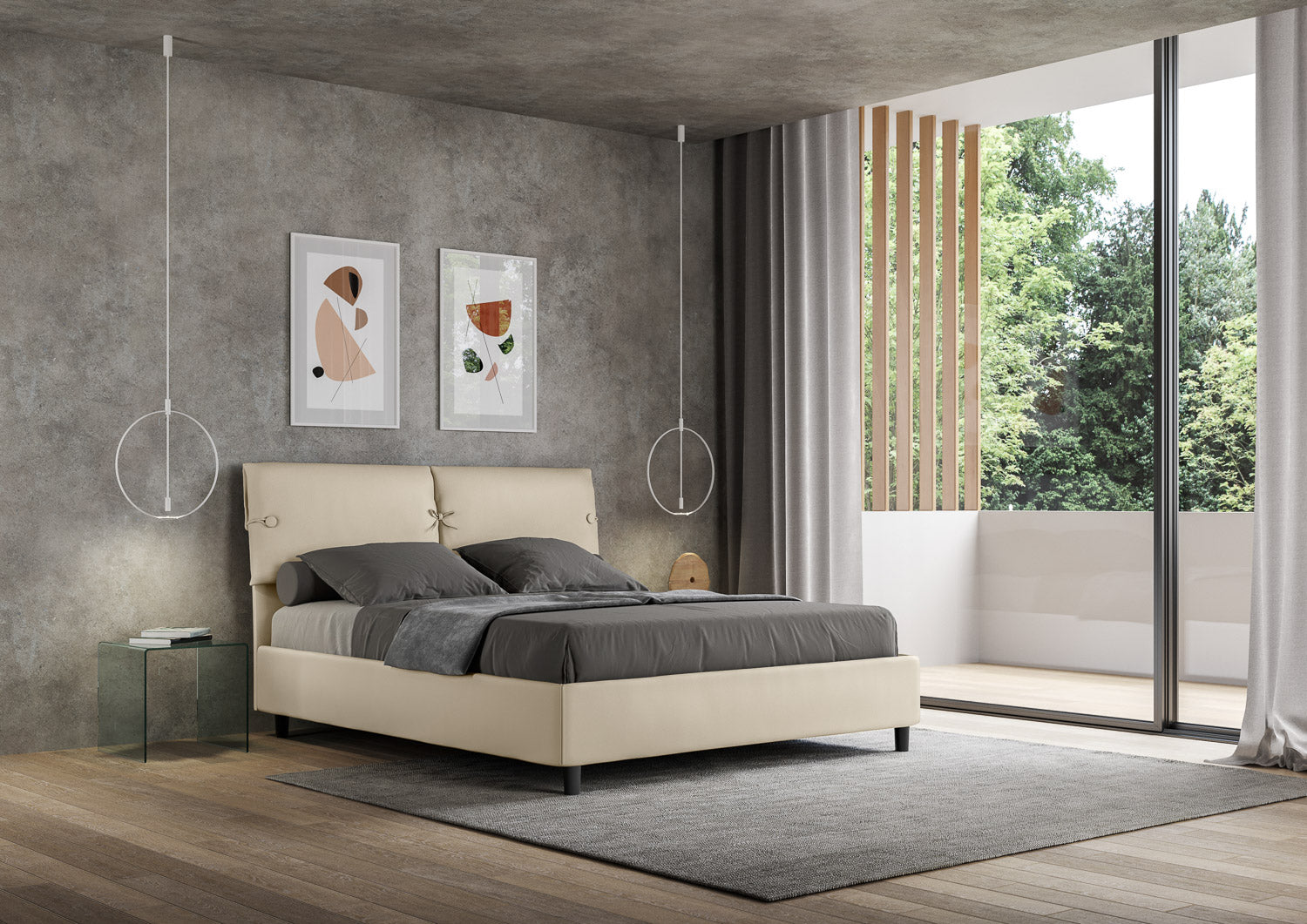 Letto Matrimoniale 160x190 cm con Rete e Contenitore Sleeper Tortora