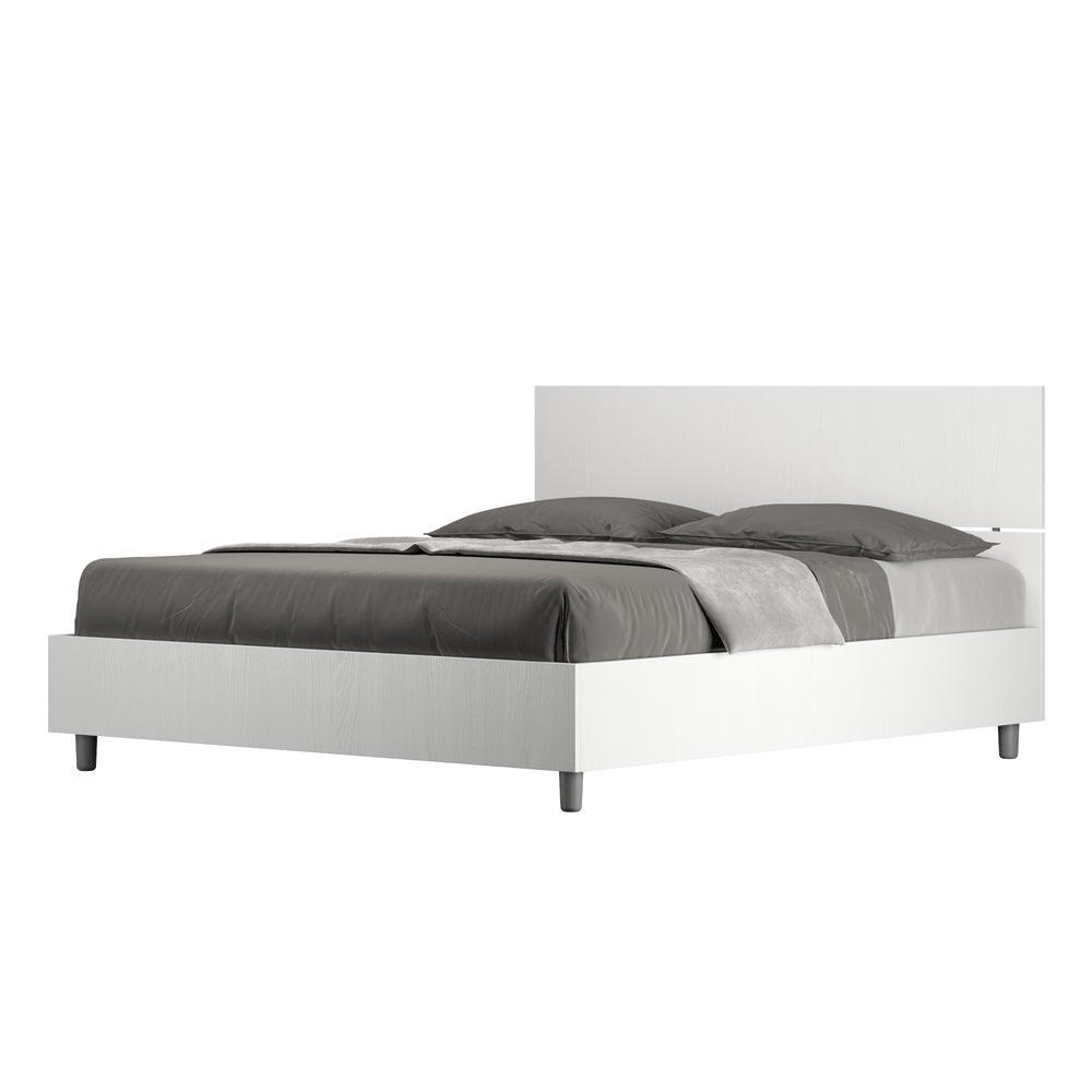 Letto Matrimoniale 160x190 cm con Rete Testata Dritta Demas Frassino Bianco