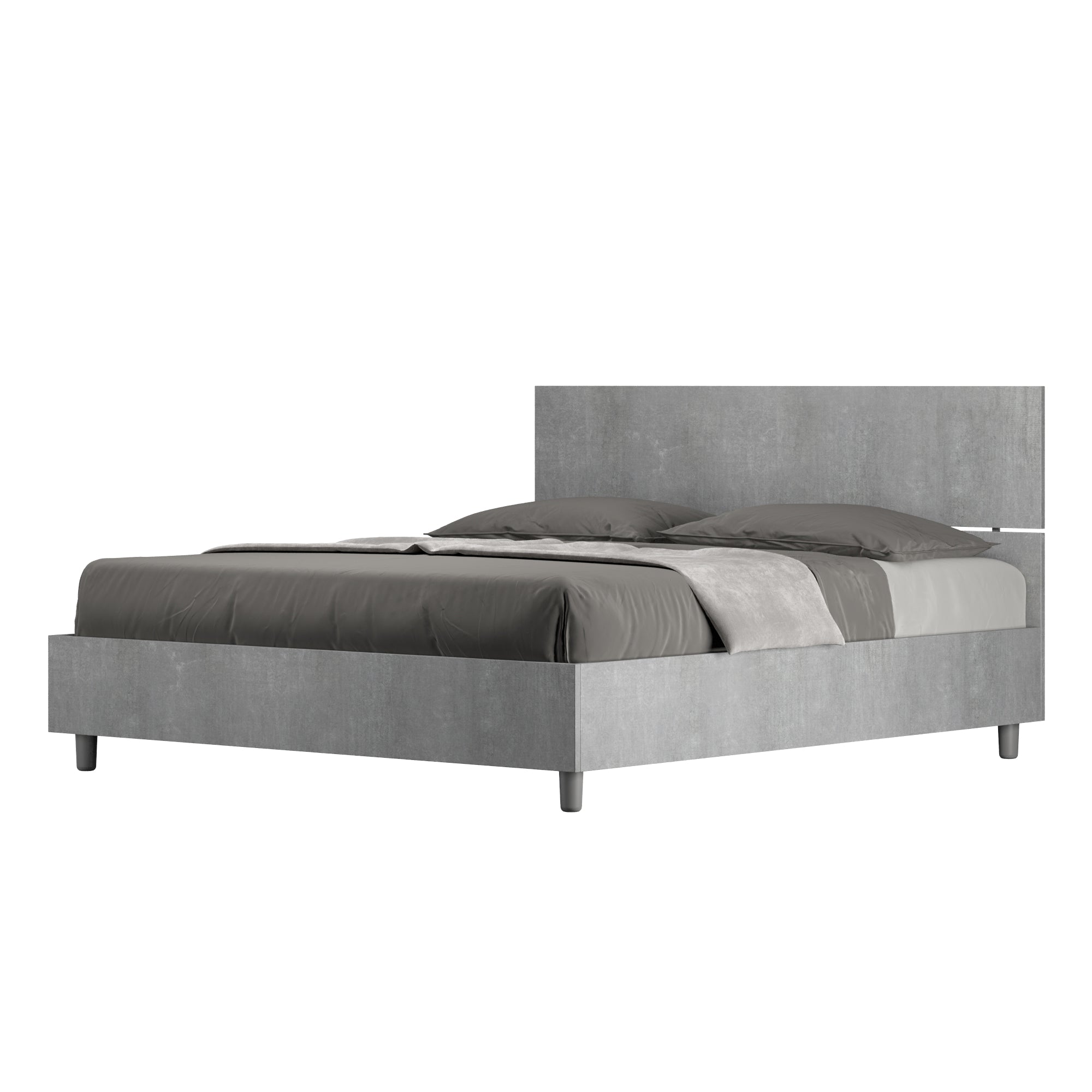 Letto Matrimoniale 160x190 cm Senza Rete Testata Dritta Demas Cemento