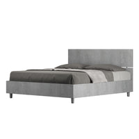 Letto Matrimoniale 160x190 cm con Rete e Contenitore Testata Dritta Demas Cemento