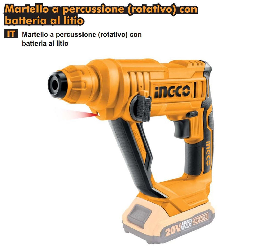 Tassellatore SDS PLUS martello demolitore 20 V - Ingco CRHLI1601