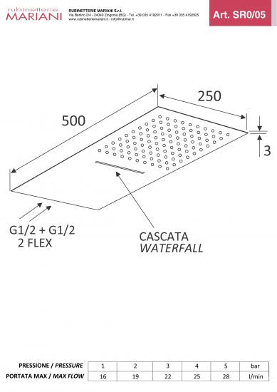 Soffione doccia ultrapiatto rettangolare in acciaio inox - Rubinetterie Mariani - Soffione 1 Getto