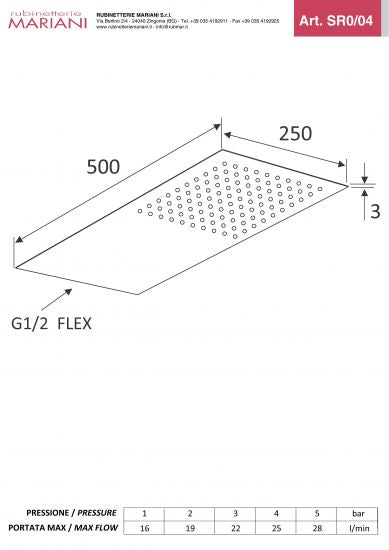 Soffione doccia ultrapiatto rettangolare in acciaio inox - Rubinetterie Mariani - Soffione 1 Getto