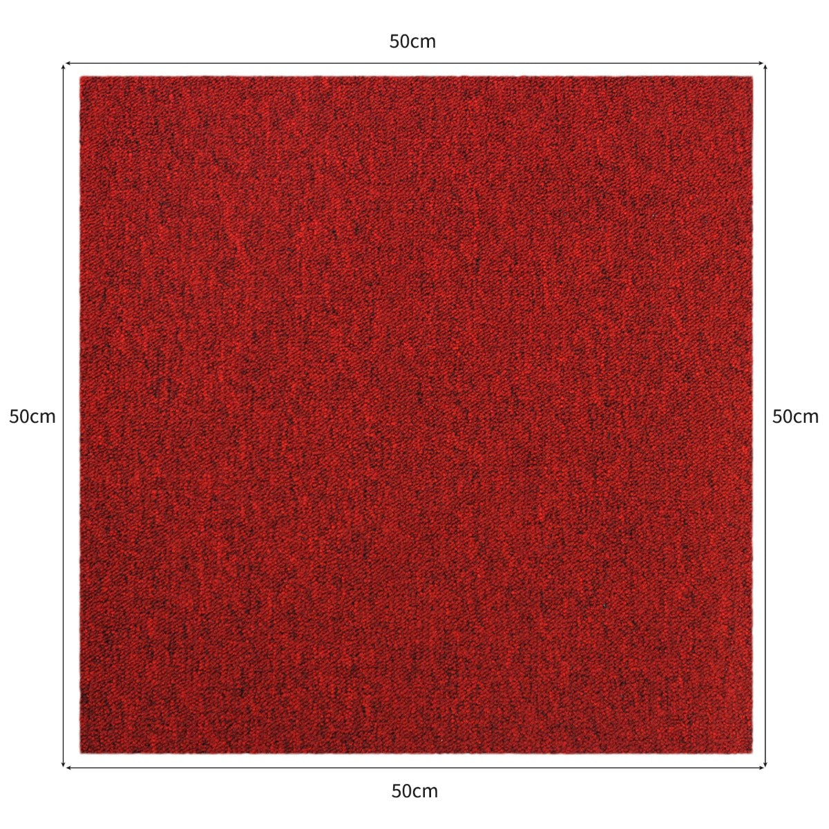 Moquette a Quadrotte 50x50 in 2 Pacchi da 20 Pezzi Copre 5mq Autoposanti - Rosso Scarlatto