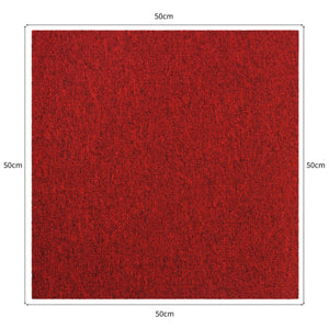 Moquette a Quadrotte 50x50 in 2 Pacchi da 20 Pezzi Copre 5mq Autoposanti - Rosso Scarlatto