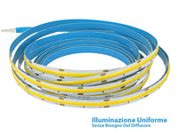 24V Bobina Striscia Led COB 14W/M 120LM/W 1700LM/M CRI 90 Bianco Caldo 2700K 5 Metri IP20 No Puntini Luce Continua Uniforme