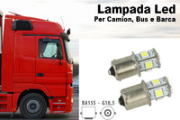 24V Lampada Led Canbus BA15S G18,5 R5W Bianco Per Camion Bus Barca Piedi Dritti 8 Smd 5050