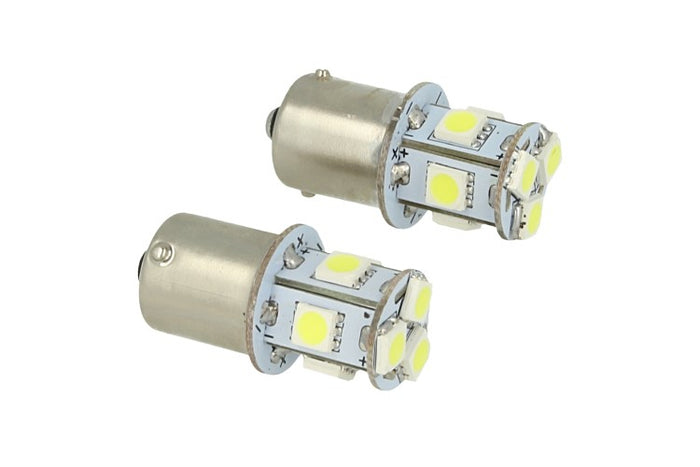 24V Lampada Led Canbus BA15S G18,5 R5W Bianco Per Camion Bus Barca Piedi Dritti 8 Smd 5050