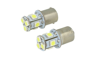 24V Lampada Led Canbus BA15S G18,5 R5W Colore Verde Piedi Dritti 8 Smd 5050 Per Camion Bus Barca