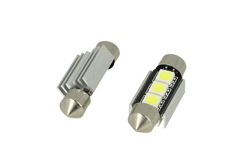 24V Lampada Led Siluro Canbus T11 C5W 36mm 3 SMD 5050 Colore Giallo Arancione Per Camion Bus Barca Con Dissipatore Alluminio