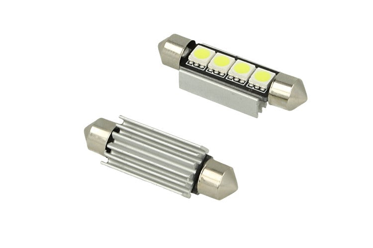 24V Lampada Led Siluro Canbus T11 C5W 42mm 4 SMD 5050 Colore Blu Per Camion Bus Barca Con Dissipatore Alluminio