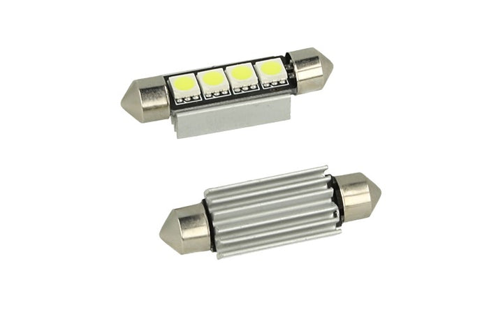 24V Lampada Led Siluro Canbus T11 C5W 42mm 4 SMD 5050 Colore Blu Per Camion Bus Barca Con Dissipatore Alluminio