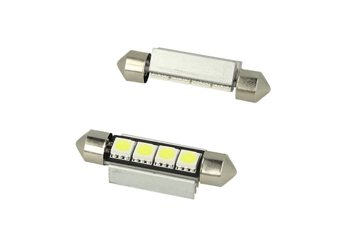 24V Lampada Led Siluro Canbus T11 C5W 42mm 4 SMD 5050 Colore Blu Per Camion Bus Barca Con Dissipatore Alluminio