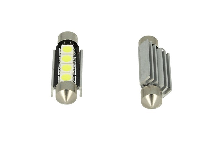 24V Lampada Led Siluro Canbus T11 C5W 42mm 4 SMD 5050 Colore Giallo Arancione Per Camion Bus Barca Con Dissipatore Alluminio