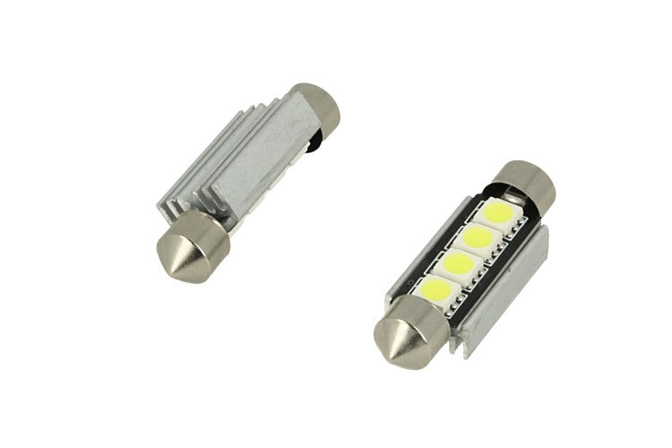 24V Lampada Led Siluro Canbus T11 C5W 42mm 4 SMD 5050 Colore Rosso Per Camion Bus Barca Con Dissipatore Alluminio