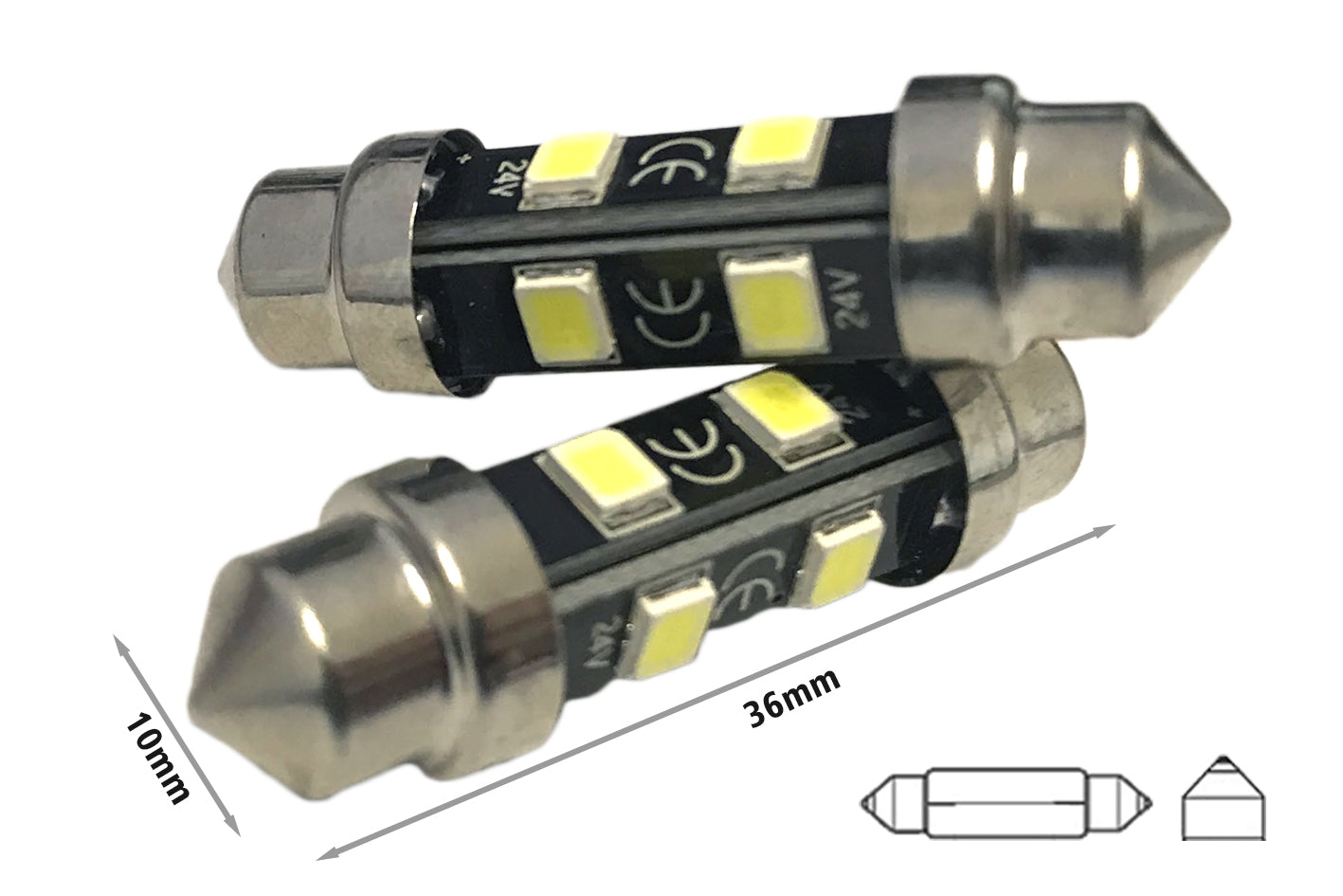 24V Lampada Led Siluro T11 C5W 36mm 8 smd 2835 No Polarita 360 Gradi Bianco Freddo Durata Garantita