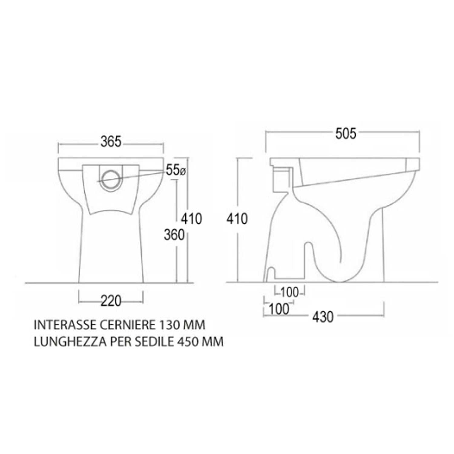 WC a terra collezione Giulia con copriwater