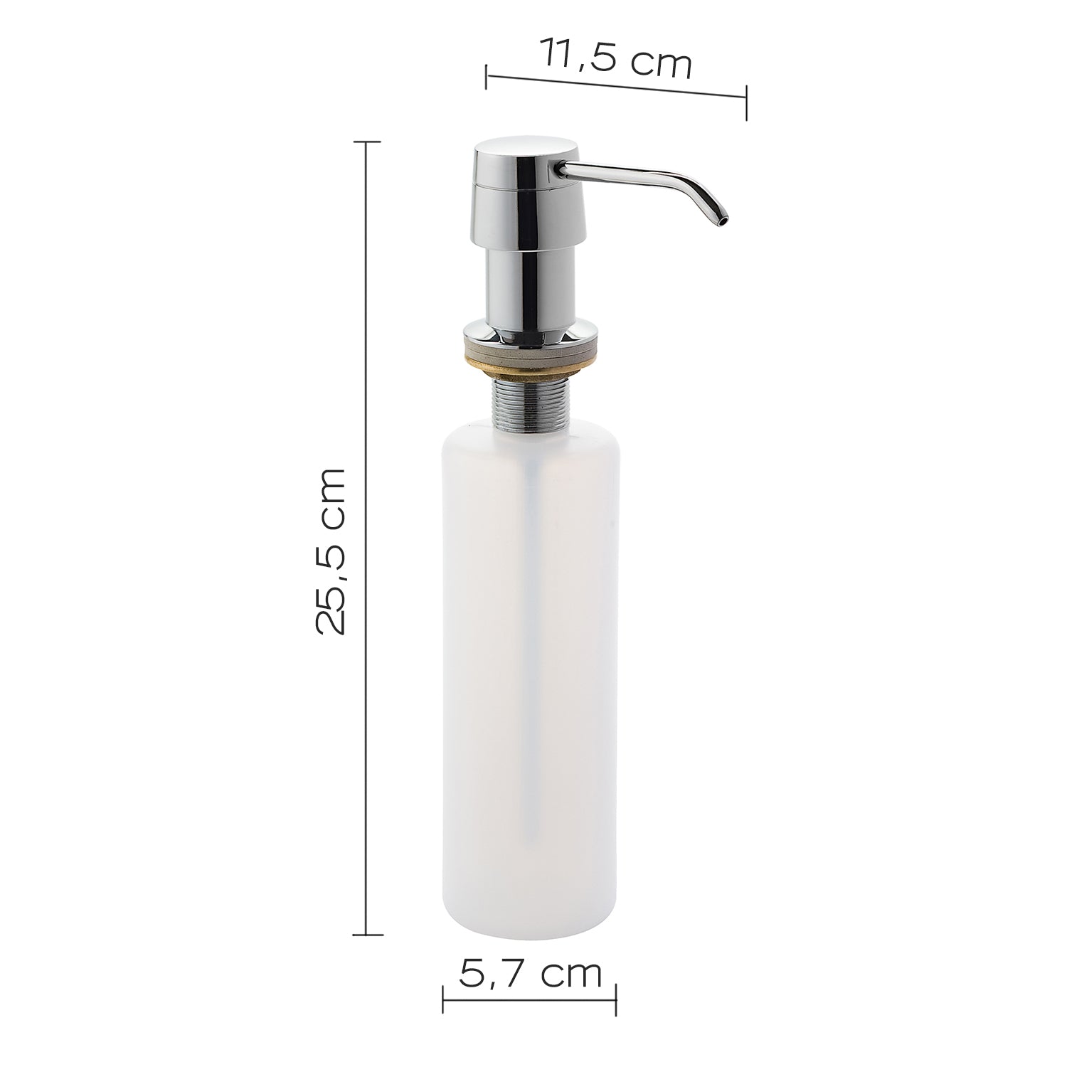 Dispenser sapone da incasso Gedy da 340 ml in ottone e resine per top lavabo - Cromato