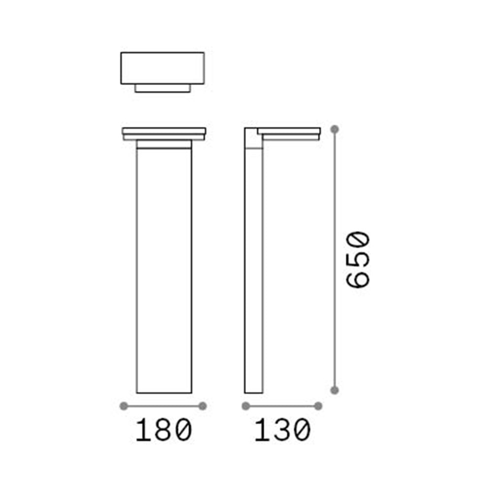 Paletto Da Esterno Square Path Alluminio Antracite 1 Luce 10W 4000K