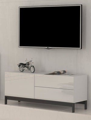 Mobile TV 1 Anta 2 Cassetti 110x40x47,7 cm Metis Bianco Lucido