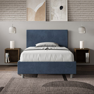 Letto Singolo 80x210 cm con Rete e Contenitore Adele Blu