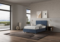 Letto Singolo 90x190 cm con Rete e Contenitore Adele Blu