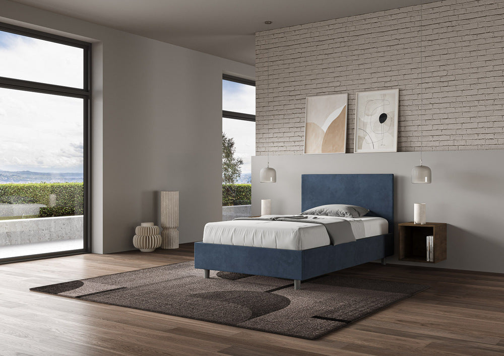 Letto Singolo 90x190 cm con Rete Adele Blu