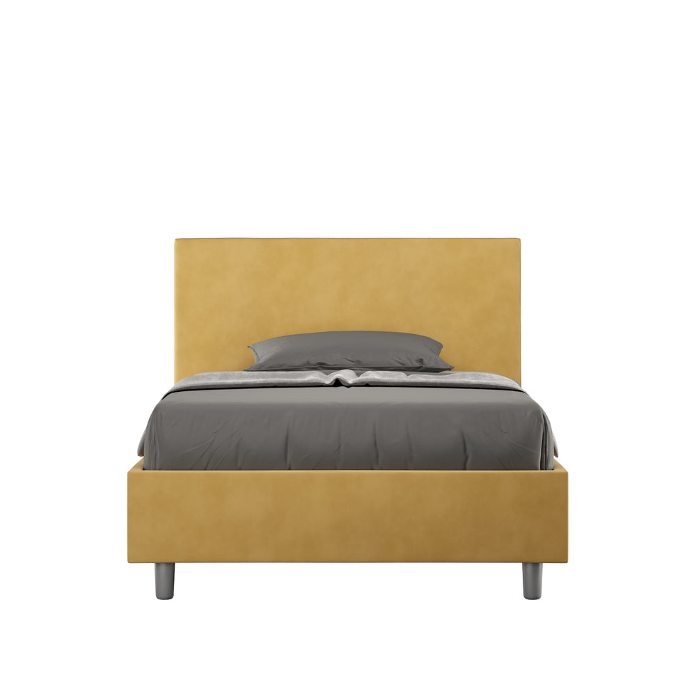 Letto Singolo 100x210 cm con Rete e Contenitore Adele Ocra