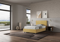 Letto Singolo 80x210 cm con Rete e Contenitore Adele Ocra