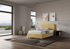 Letto Singolo 80x200 cm con Rete e Contenitore Adele Ocra