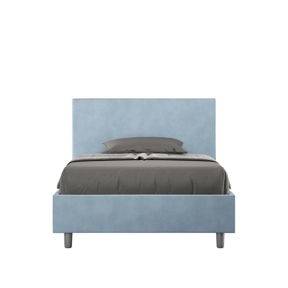 Letto Singolo 90x200 cm con Rete e Contenitore Adele Azzurro