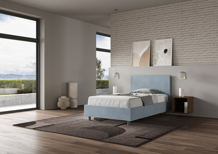 Letto Singolo 80x210 cm con Rete Adele Azzurro