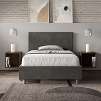 Letto Singolo 100x210 cm con Rete e Contenitore Adele Grigio