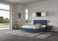 Letto Matrimoniale Francese 150x200 cm con Rete e Contenitore Adele Blu