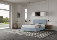 Letto Matrimoniale Francese 150x190 cm con Rete e Contenitore Adele Azzurro