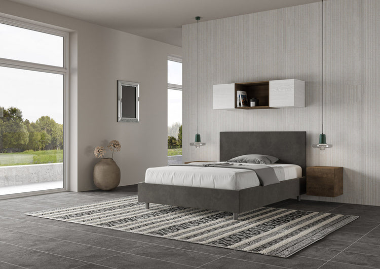 Letto Matrimoniale Extra Large 190x210 cm con Rete Adele Grigio