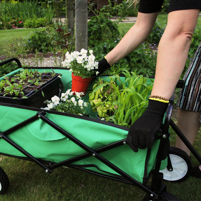 Carrello da Giardino Pieghevole Capacità 70kg per Giardinaggio e Camping