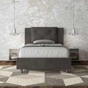 Letto Singolo 90x200 cm con Rete e Contenitore Appia Grigio