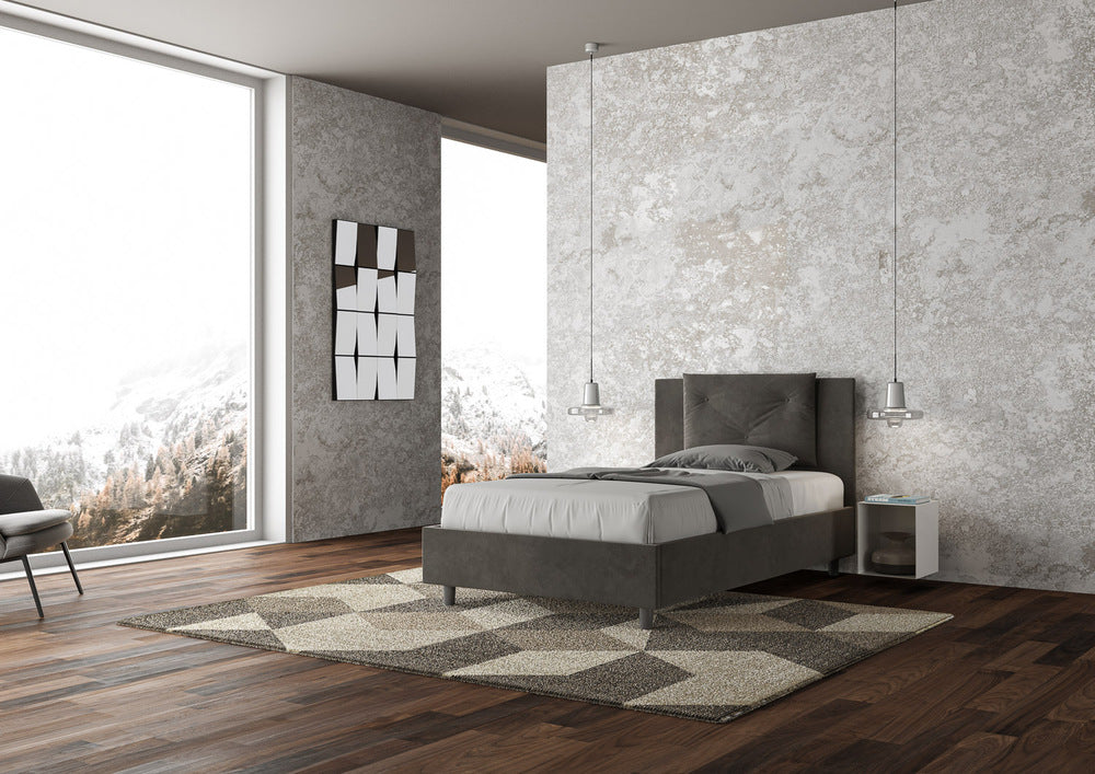 Letto Singolo 100x200 cm con Rete Appia Grigio