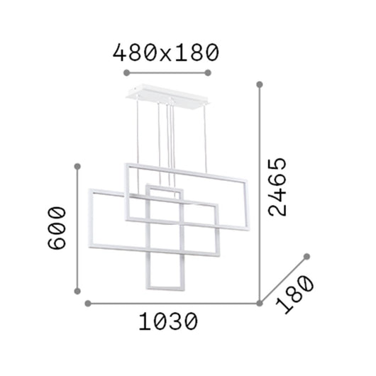 Sospensione Moderna Frame Alluminio Bianco Led 93W 3000K Luce Calda