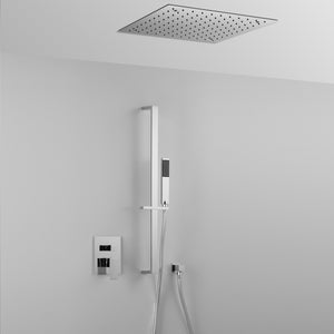 Composizione ARES con soffione a soffitto quadrato, saliscendi e miscelatore 2 vie