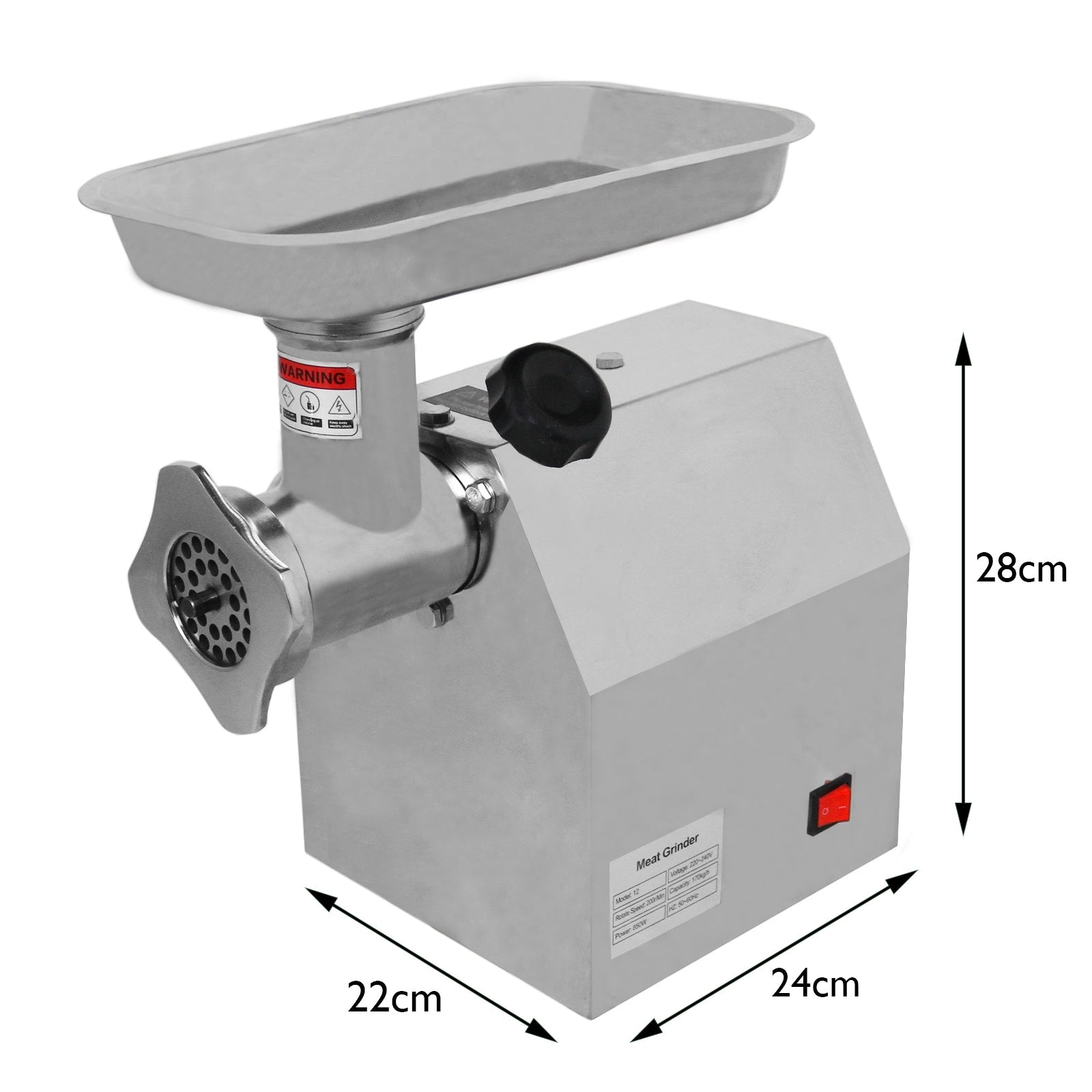 850W Tritacarne Commerciale Acciaio Inox Potente Macina Trita Carne 170kg/h