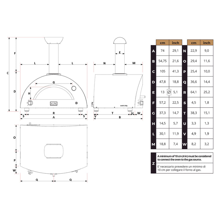 Forno a Gas GPL da Esterno 73x55x48 cm Alfa Nano Copper