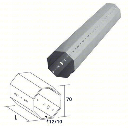 Albero Ottagonale Avvolgile Tapparella Tubo Rullo Palo Asse Ø 70 Lungo 1,0 mt