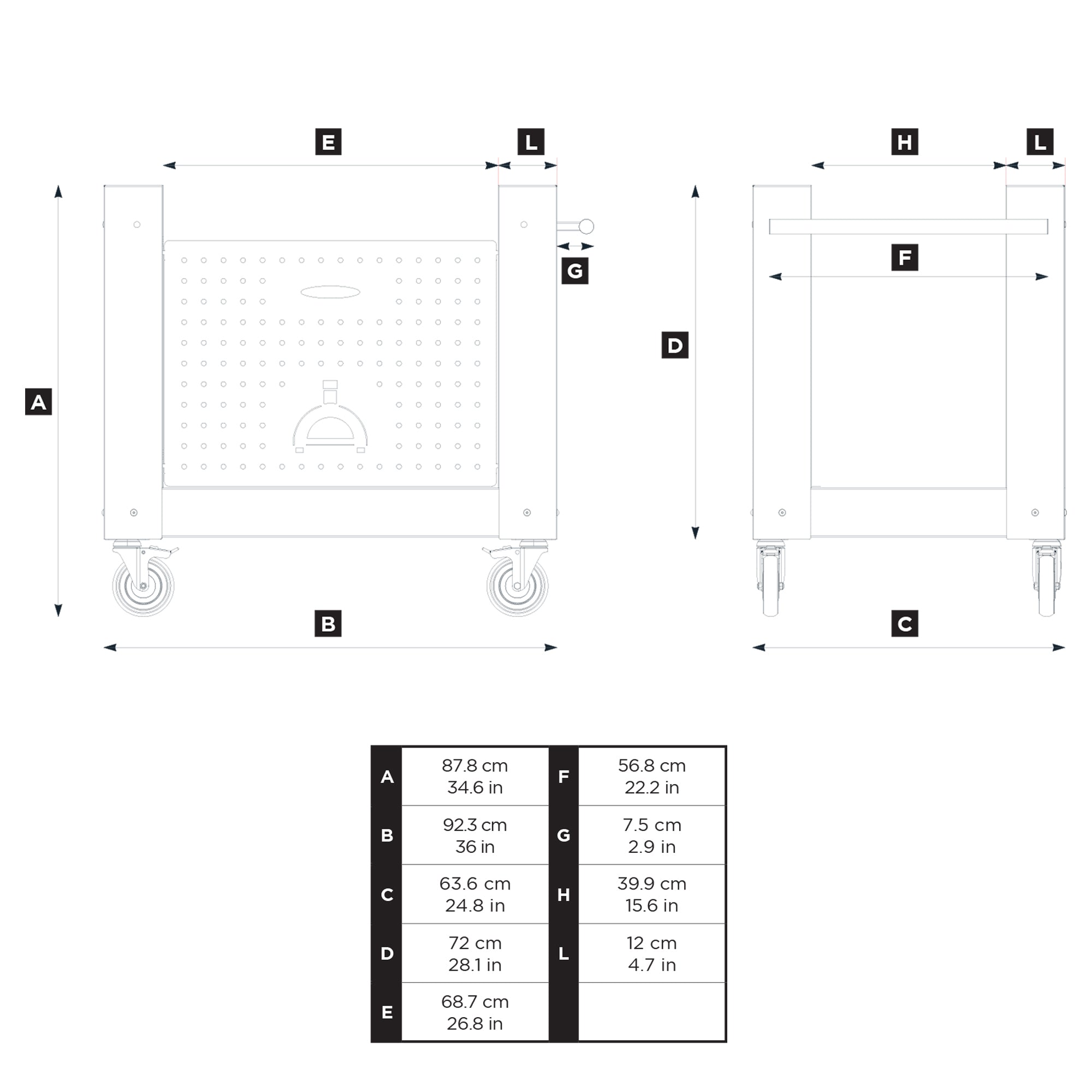 Base per Forni Pizza 92x64x88 cm Brio Alfa Nero