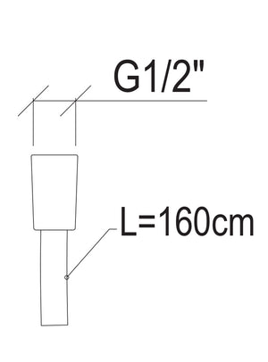 Flessibile per Doccia Lungo 160 cm Attacco Conico G1/2 Anti-Torsione