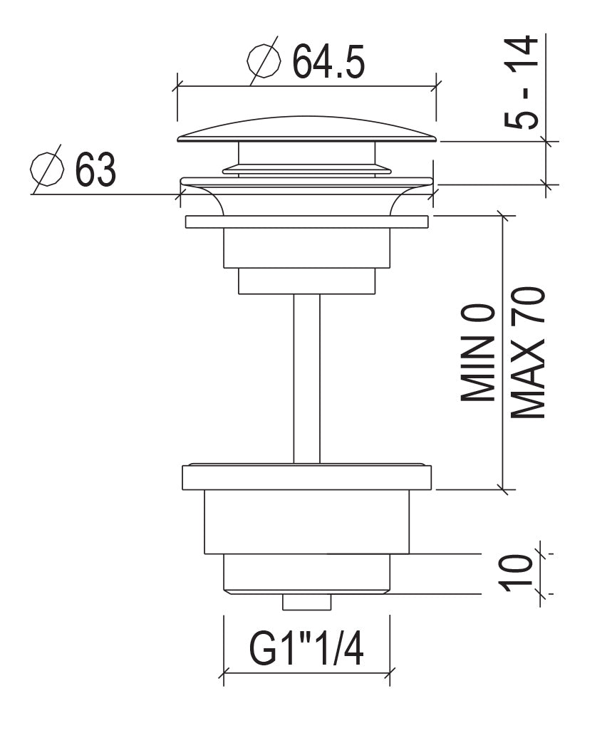 Scarico Lavabo Click-Clack G11/4 Modello Universale Satinato