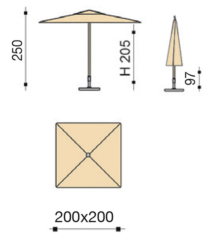 Ombrellone da Giardino 2x2m Palo in Alluminio Tessuto Poliestere Trend Antracite