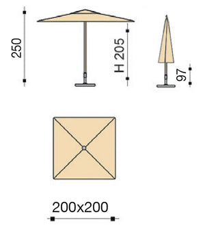 Ombrellone da Giardino 2x2m Palo in Alluminio Tessuto Poliestere Trend Bianco